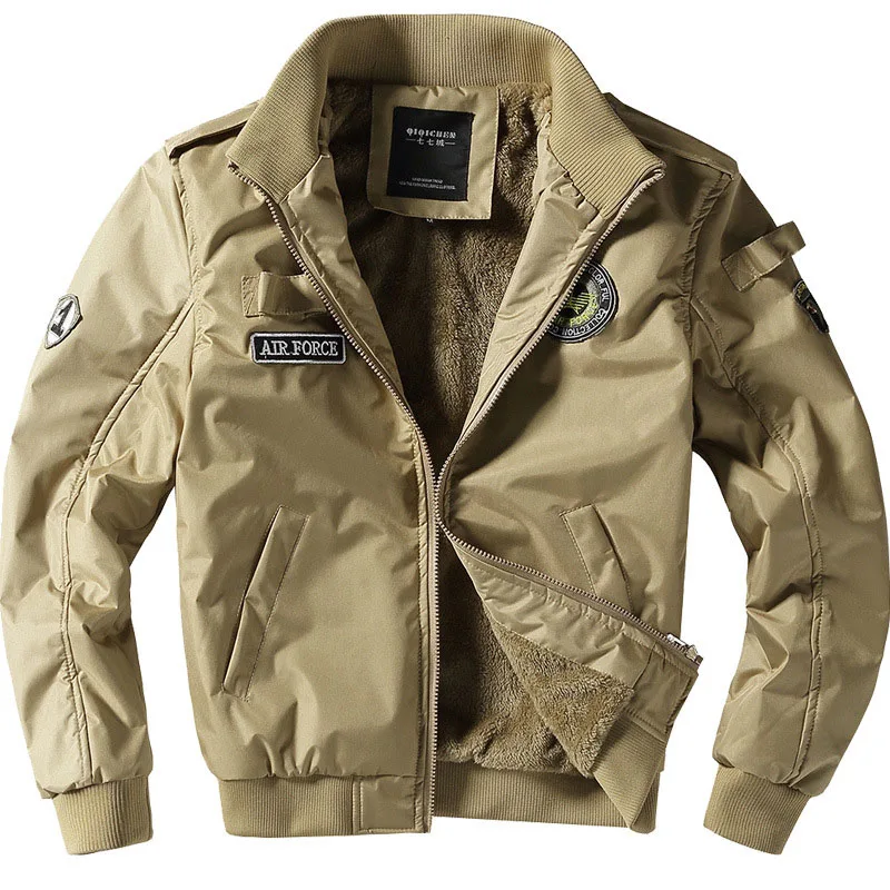 S. ARCHON зимняя теплая тактическая куртка, пальто, Мужская ветровка, Бомбер, ВВС, военная куртка, Повседневная мотоциклетная армейская флисовая куртка - Цвет: Khaki