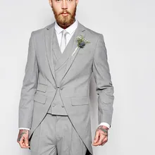 Коллекция г.; Новинка осени свет джентльменский серый комплект одежды в стиле смокинга утро Стиль на сцене, фраки, Для мужчин свадебные костюмы для выпускного комплект из 3 предметов Лучший мужской костюм Индивидуальный заказ