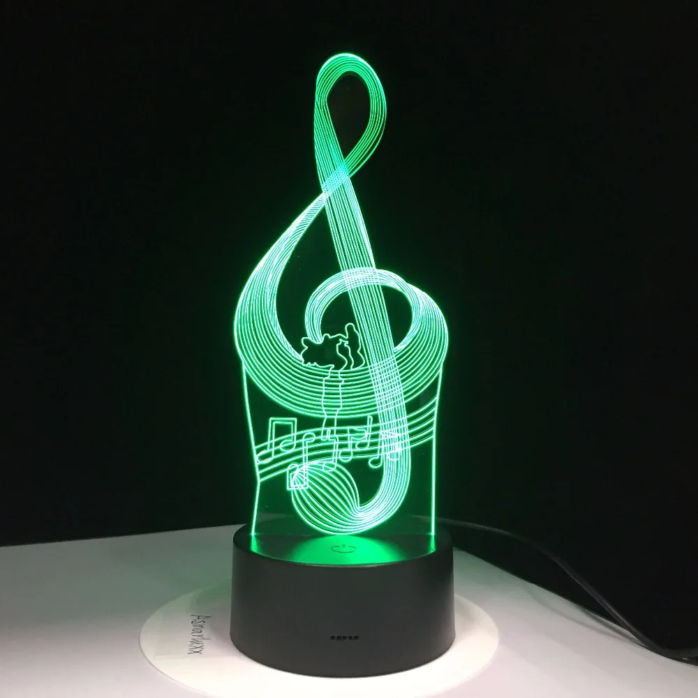 Music Notation Note Lamp 3D Night Light Kids Toy LED Touch Table Lamp 7 Colors Flashing Light Party Decorations Drop Ship