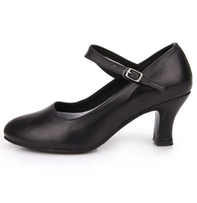 Женская обувь из натуральной кожи для латиноамериканских танцев/бальных танцев/сальсы танцевальная обувь для взрослых черного, белого, красного цвета с пряжками WD022 - Цвет: Black 5cm outdoor