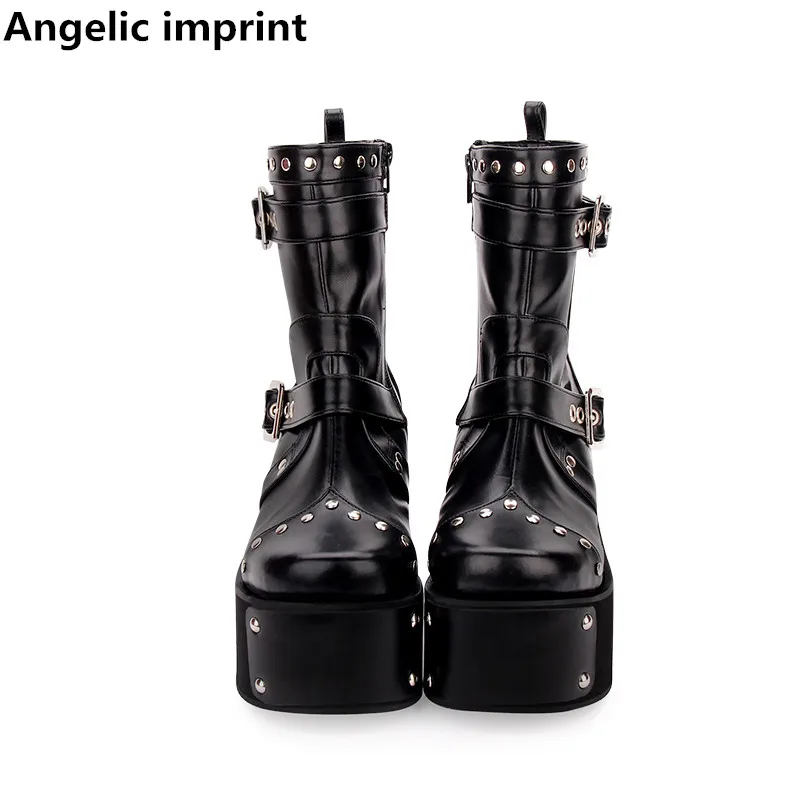 Ангельский отпечаток Мори девушка женские панк сапоги для езды на мотоцикле