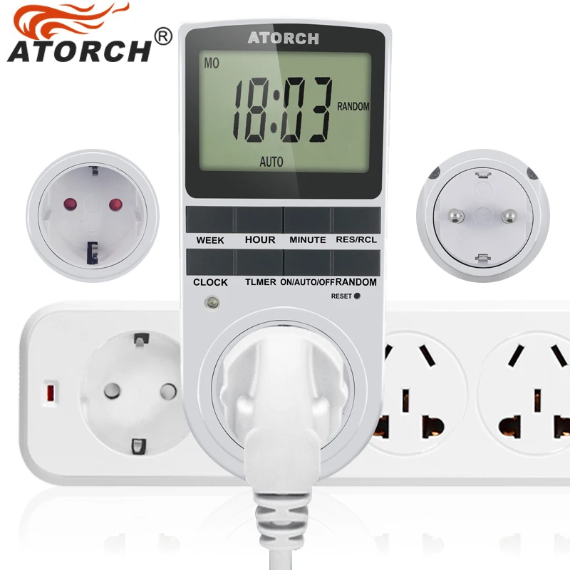 

ATROCH Timer Switch Socket Plug Digital Programmable Timer Socket Switch for Household Appliances Refrigerator LCD Display