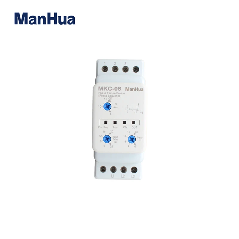 

Manhua Protect Motor From Phase Failure Phase Sequence reserve voltage unbalance 3 phase 380V MKC-06 Phase Failure device