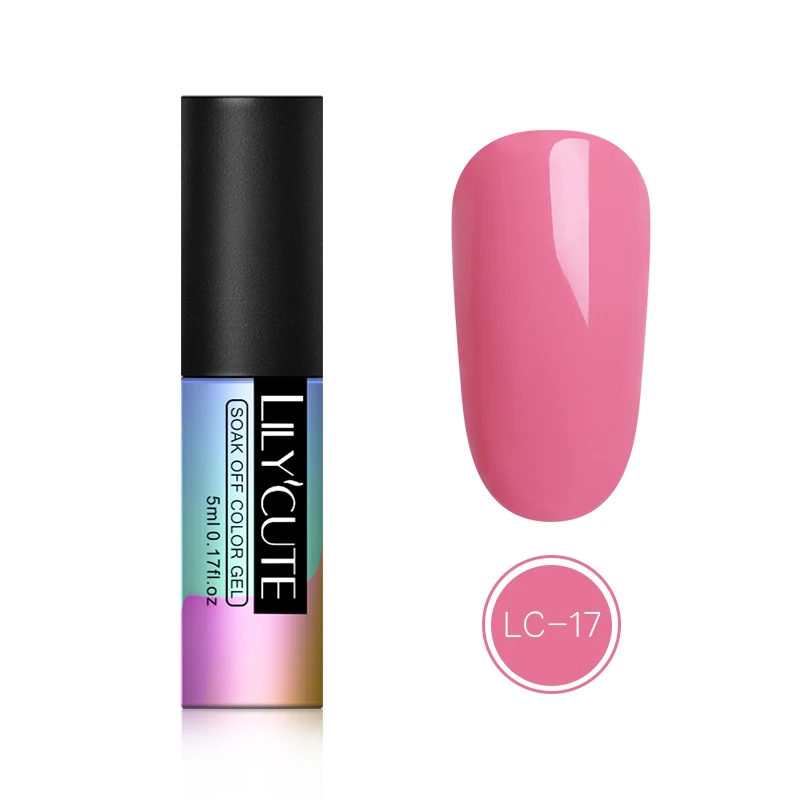 LILYCUTE, 5 мл, розовый, черный блестящий Гель-лак для ногтей, впитывающий УФ-гель, эмаль для дизайна ногтей, маникюрный лак для ногтей - Цвет: 17