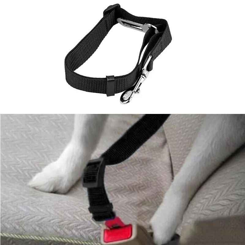 

Pet supplies car seat belt safety belt lead clip pet dog and dog safety black fabric Cinturón de seguridad para mascotas.