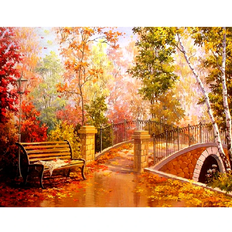 

Full Square Drill Diamond Sale Handmade Autumn Scenery Embroidery 5D DIY Pictures Cross Stitch Gift Hotel Home Decoration