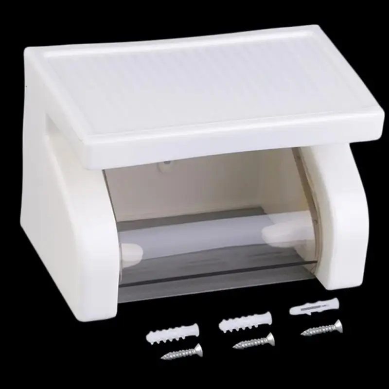 

Waterproof Toilet Paper Holder Tissue Roll Stand Box with Shelf Rack Bathroom #0314