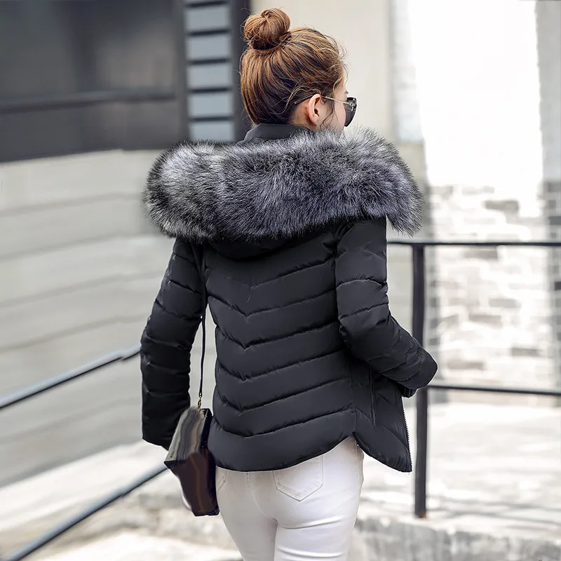 Зимняя женская куртка, большие размеры, женские парки, утепленная верхняя одежда, воротник из искусственного меха, женские тонкие пальто с хлопковой подкладкой