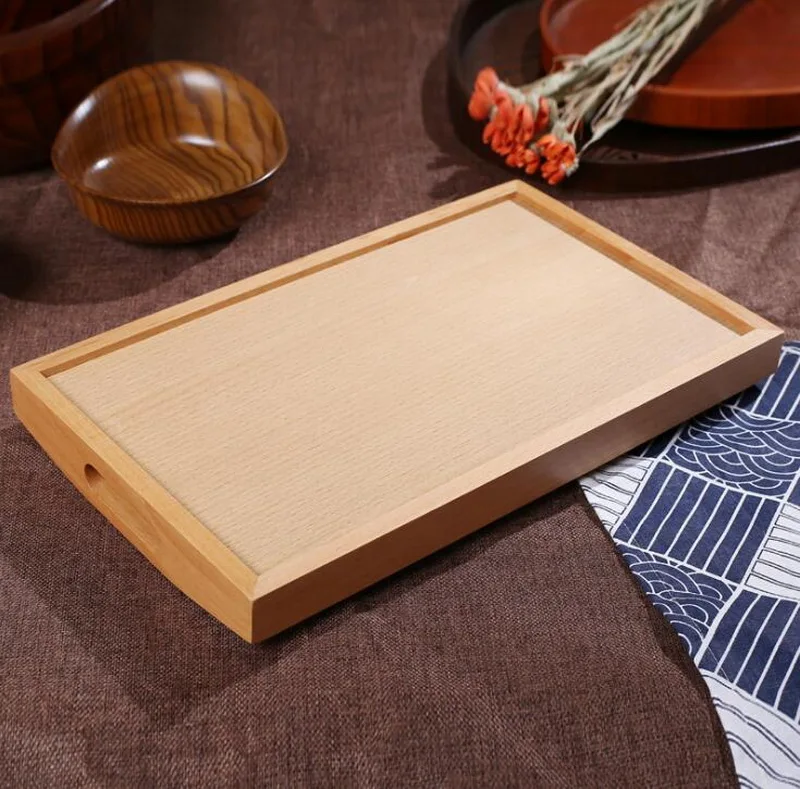Korean style rectangle SaPan breakfast fruit cake tray wooden tea tray natrure wooden fruit