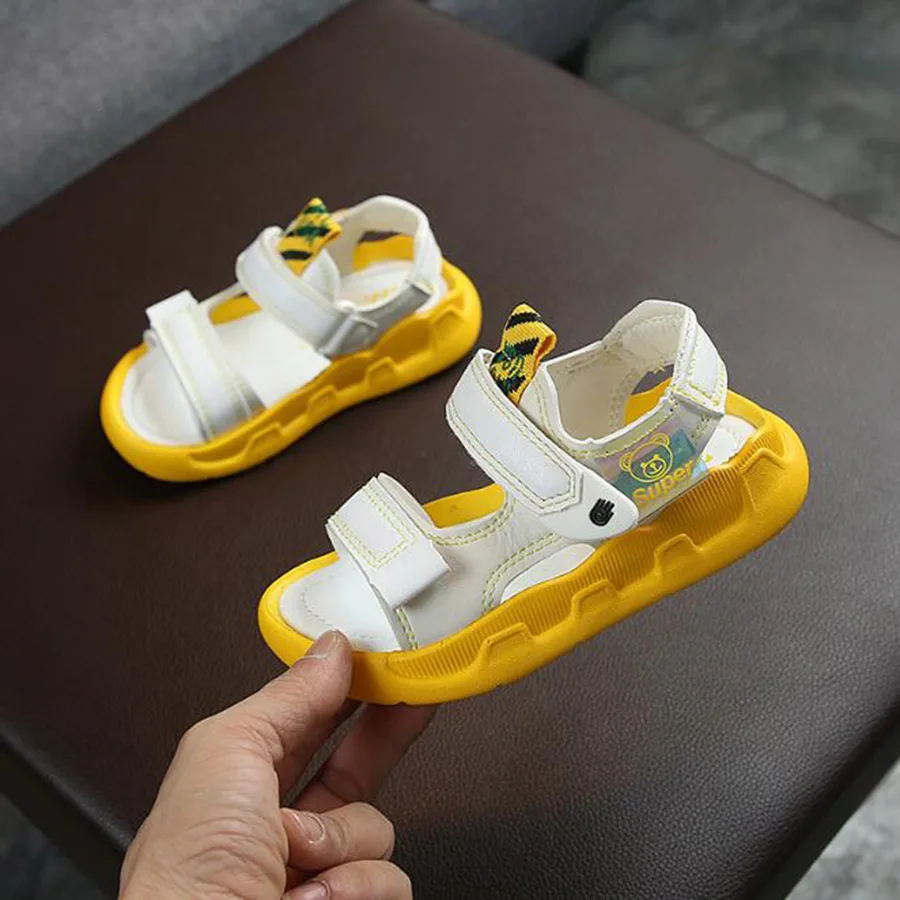 

2019 New Children Sandals For Summer Girls Cork Sandals Non-slip Soft Leather Boys Beach Shoes Kids Outdoor Fashion Sport Sandal