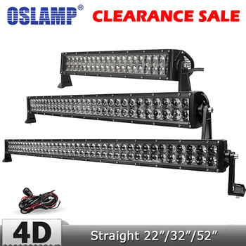 

Oslamp 4D Lens 22" 200W Straight LED Light Bar Offroad Combo Beam Led Work Driving Light for Truck ATV SUV 4x4 4WD 12v 24v