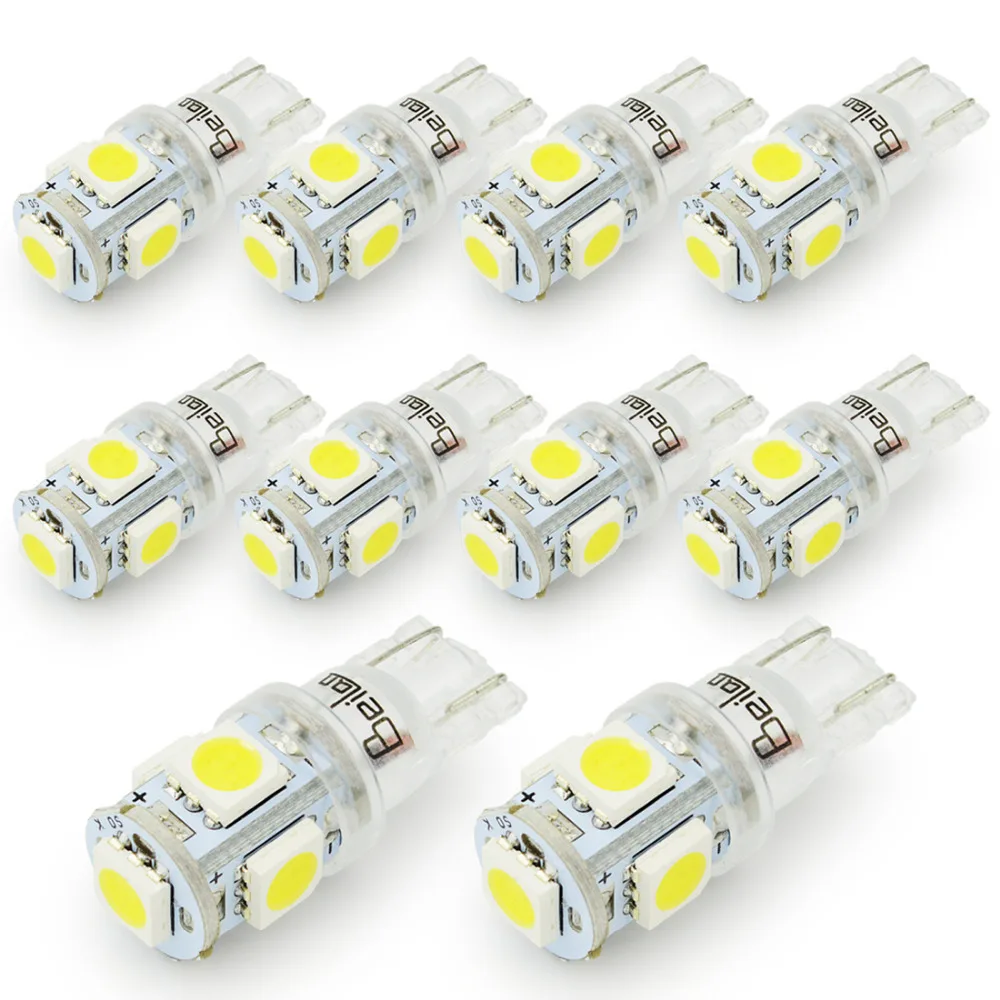 200pcs t10 led lights dc 12v t10 5050 5smd led dome light t10 w5w led