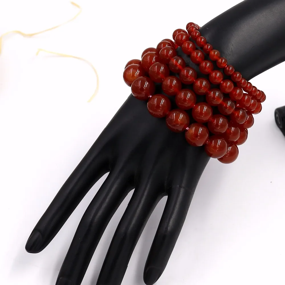 Женский браслет с бусинами из натурального оникса ярко красного цвета|bracelet