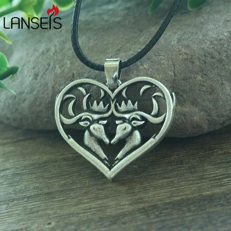 

lanseis 10pcs deer pendant viking men necklace