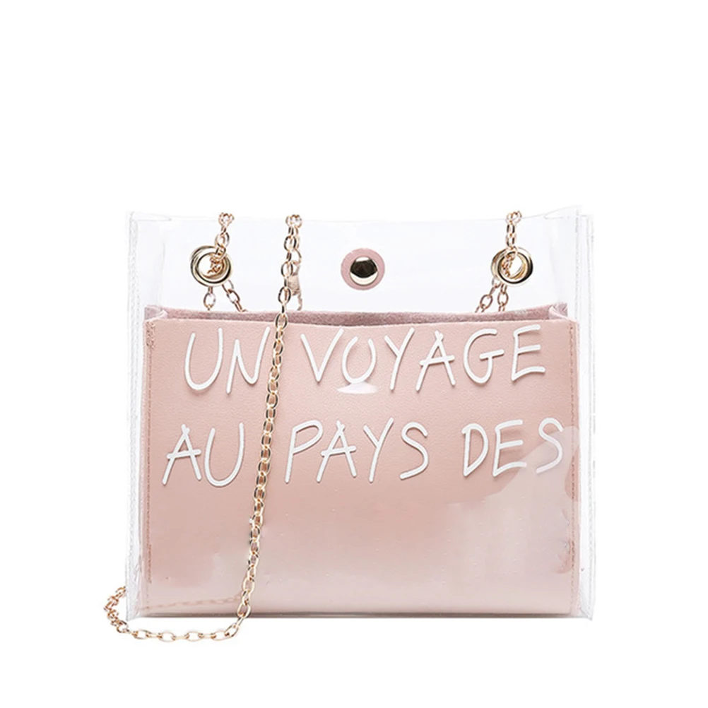 

Women PVC Transparent Bag Fashion Chain Shoulder Bag Crossbody Bag Ladies Candy Jelly Handbags and purses Woman Small Phone bags