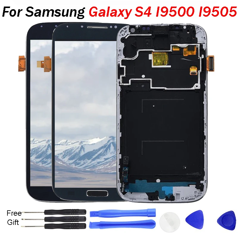 Pаспродажа S4 font b lcd b font для SAMSUNG Galaxy S4 экран дисплея i9505 i9500 i9505 i9506 i9515 i337 font b lcd b font сенсорный экран дигитайзер с рамкой I9500 font b lcd b font