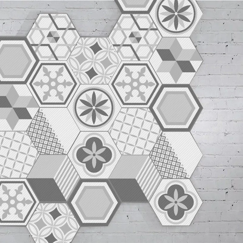 10pcs/pack Grey pattern hexagonal DIY Vinyl Self Adhesive wall Stickers