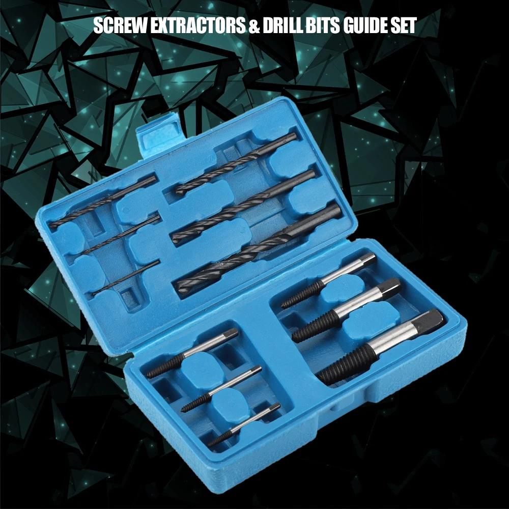 6Pcs Steel Screw Extractors & 6Pcs Drill Bits Guide Set Damaged Screw