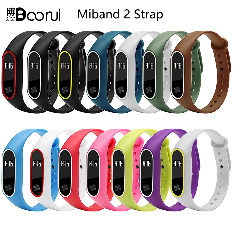 BOORUI силиконовые mi Группа Браслет 2 ремень двойной цвет band2 Ремешок замена Смарт