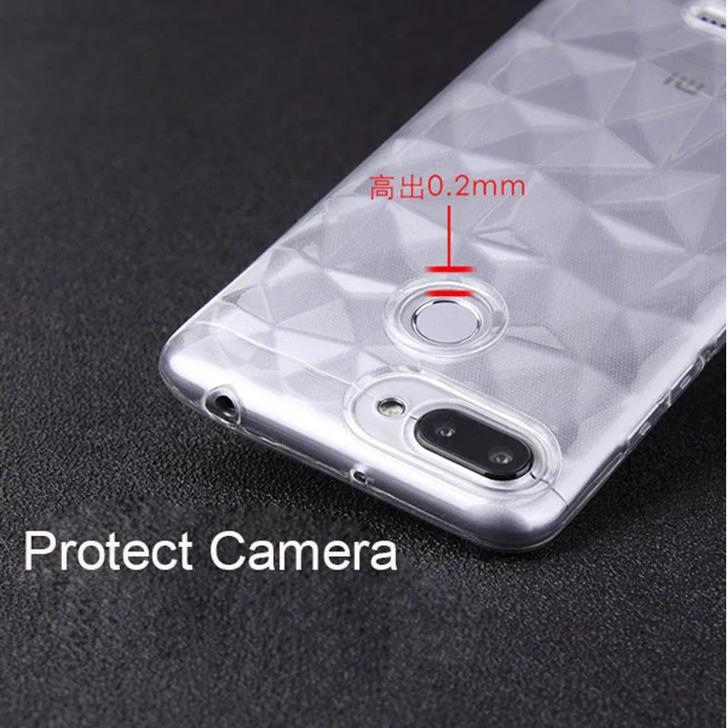 3D Diamond Patterned Transparent Soft TPU Case Cover on sfor Xiaomi Mi 9 se A2 Redmi S2 6A Note 5 5A 7 Clear Silicon Phone Capa  (1)