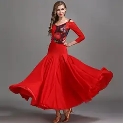 Дамское современное танцевальное платье женское бальное танцевальное кружевное платье костюм Половина рукава бальное платье, для вальса