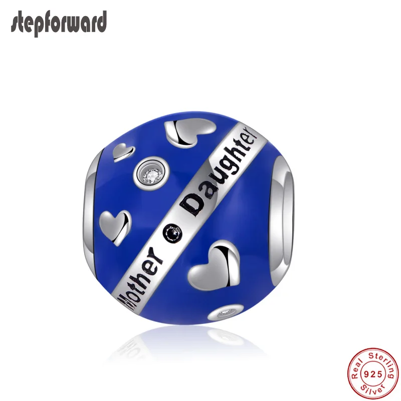 

Top Quality Popular Blue Enamel 925 Sterling Silver Mother and Daughter Theme Charm Fit Bracelet and Necklace