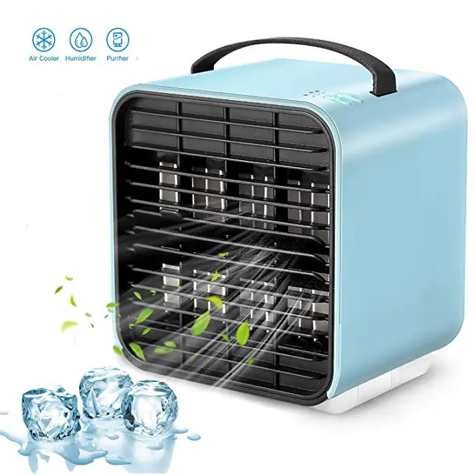 

Portable Air Conditioner Mini Air Cooler with USB 3 in 1 Cooling Fan Humidifier & Purifier Rechargeable Desktop Cooling Fan