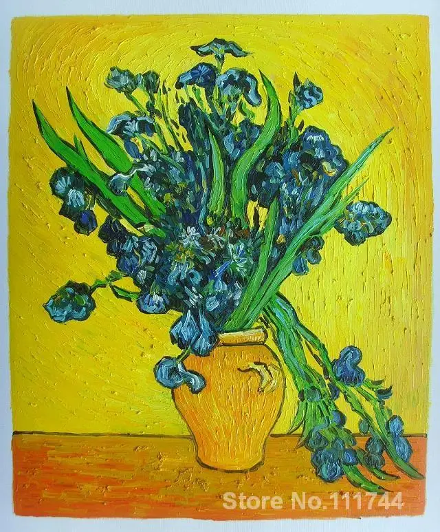 

Vincent Van Gogh paintings of irises yellow background impressionism art High quality Hand painted