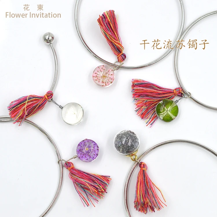 

Flower Invitatiom Dried Flower Tassel Bracelet Specimen Small Fresh Hand Bracelet Glass Ball Bracelet Jewelry