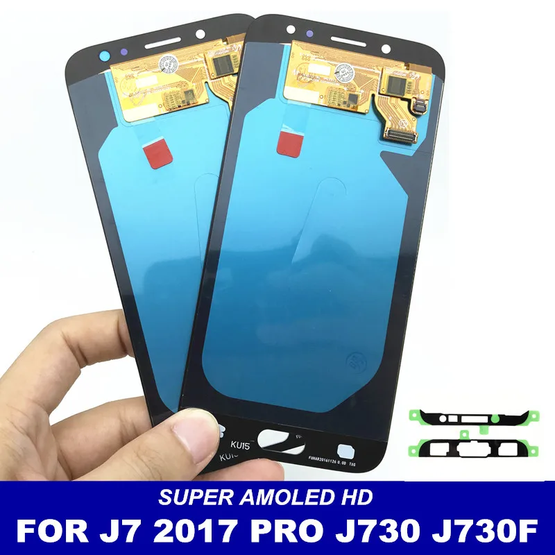 Для samsung Galaxy J7 Pro J730 AMOLED lcd s дисплей кодирующий преобразователь сенсорного экрана в сборе регулировка яркости Замена ЖК-дисплея