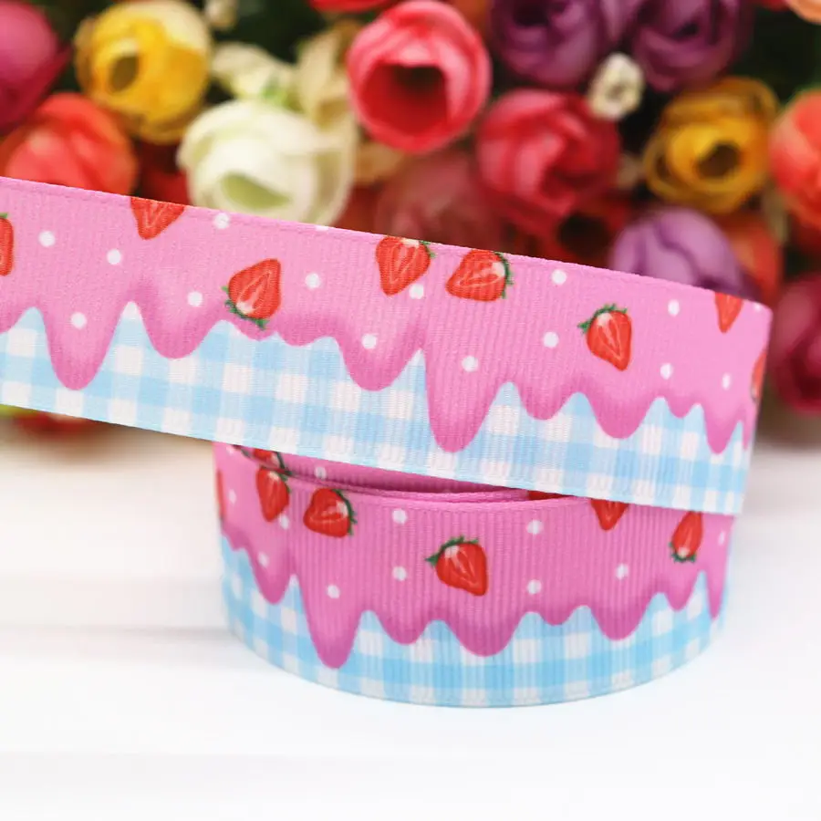 5 ярдов Grosgrain лента Торт печатная лента " 25 мм пробки для бутылок DIY ремесла аксессуары ручной работы M19050602 - Цвет: 2