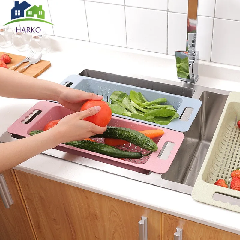

Kitchen Vegetable Fruits Organizer Storage Draining Rack Sink Dish Plate Drainer Basket 46X16.5X8CM 4Colors Optional