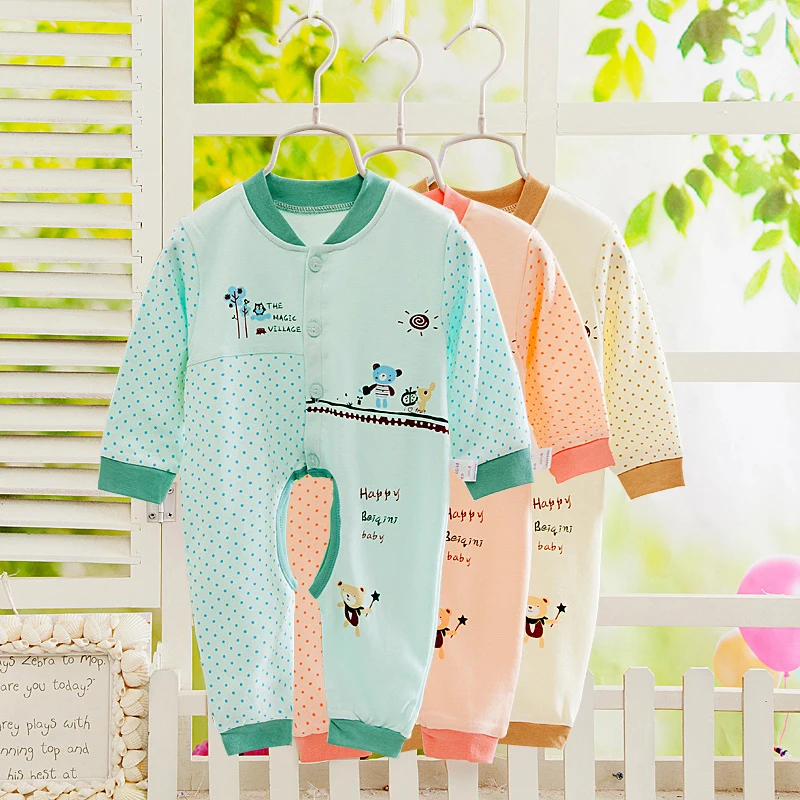 Brand High Quality Newborn Baby Sleepwear Cute Cotton Long Sleeves V