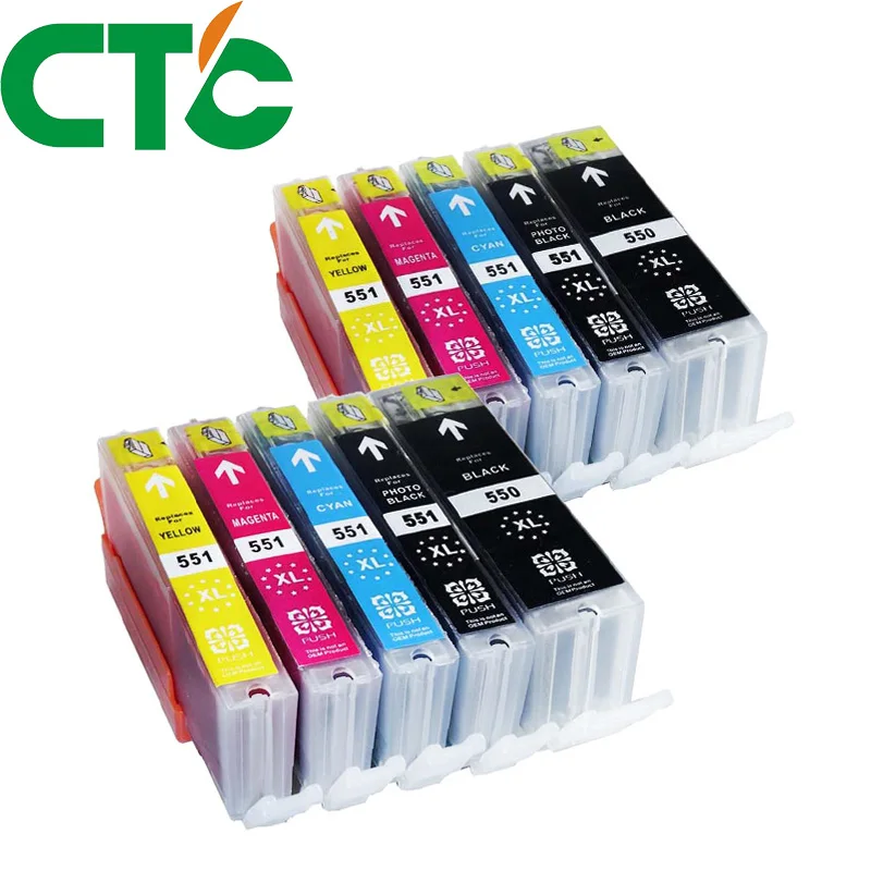 

10 Pack PGI 550 CLI551XL Ink Cartridge Compatible for Canon Pixma IP7250 MG5450 MX925 MG5550 MG6450 MG5650 MG6650 IX6850 MX725