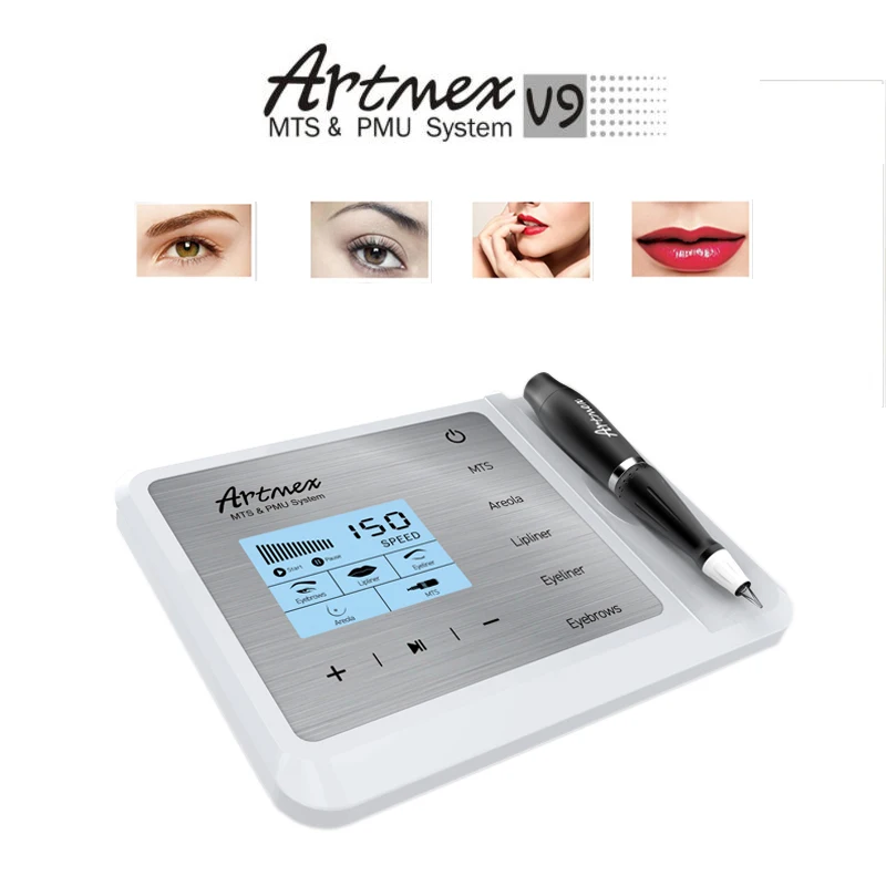 Artmex V9 Перманентный макияж тату машина для бровей губ роторная ручка V6 MTS PMU