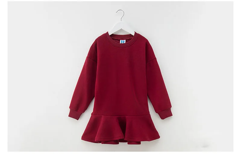 ruffles autumn winter dresses for big girls cotton long sleeve fleece dress baby kids clothes children casual school clothing (15)