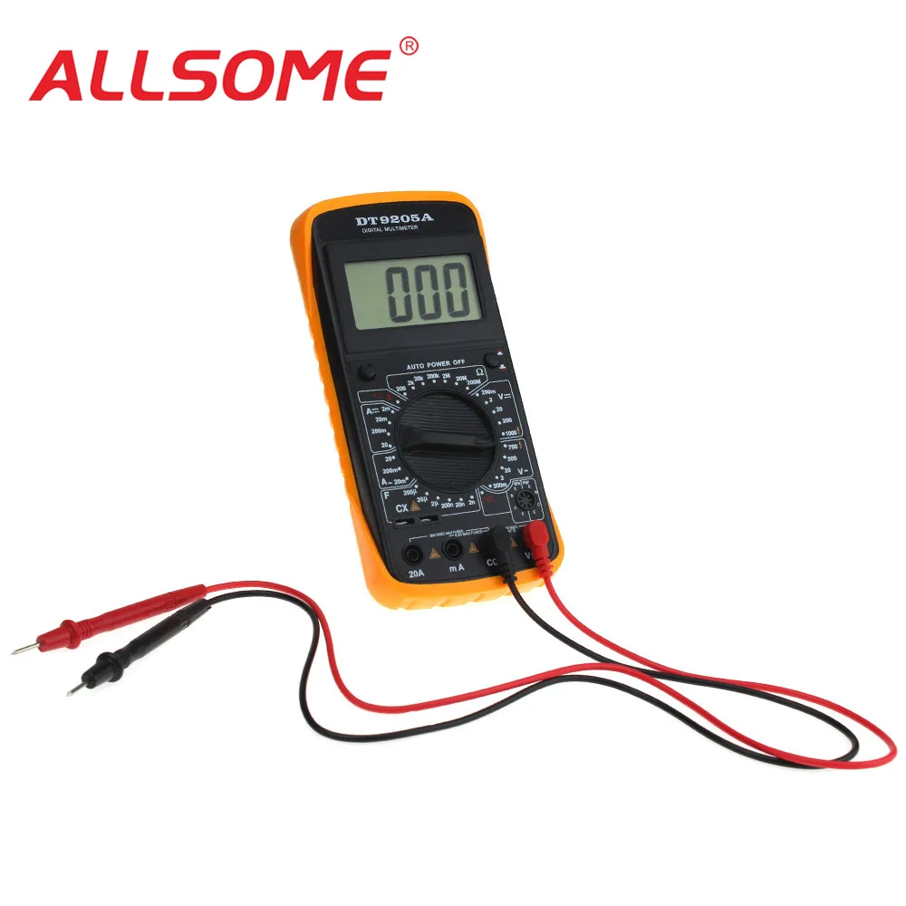 ALLSOME DT9205A AC DC ЖК дисплей профессиональный электрический цифровой мультиметр