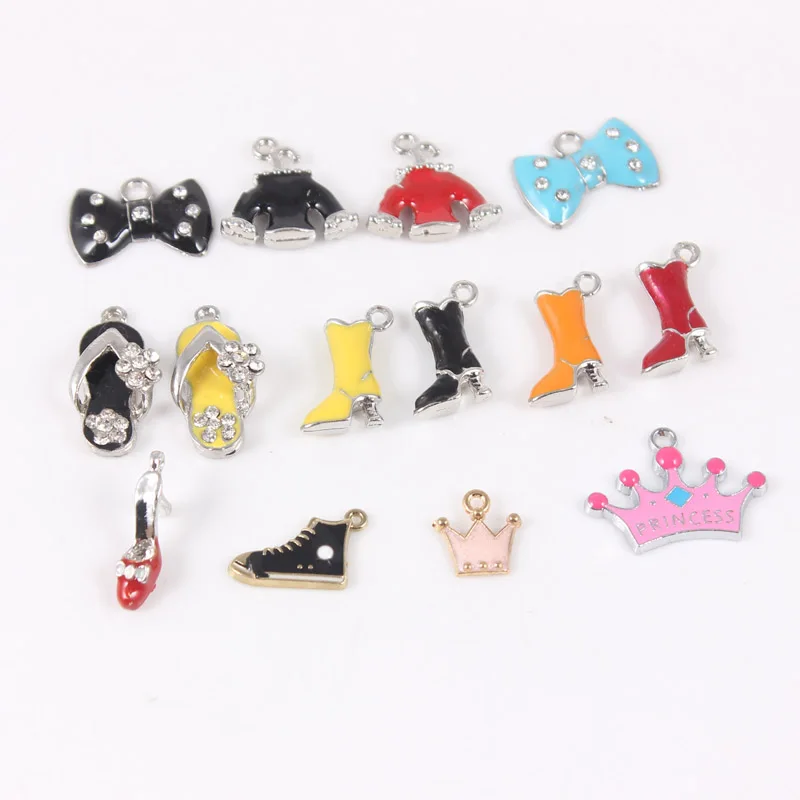 Enamel Drip Metal Alloy Christmas Clothes Boots High Heels Crown Knot