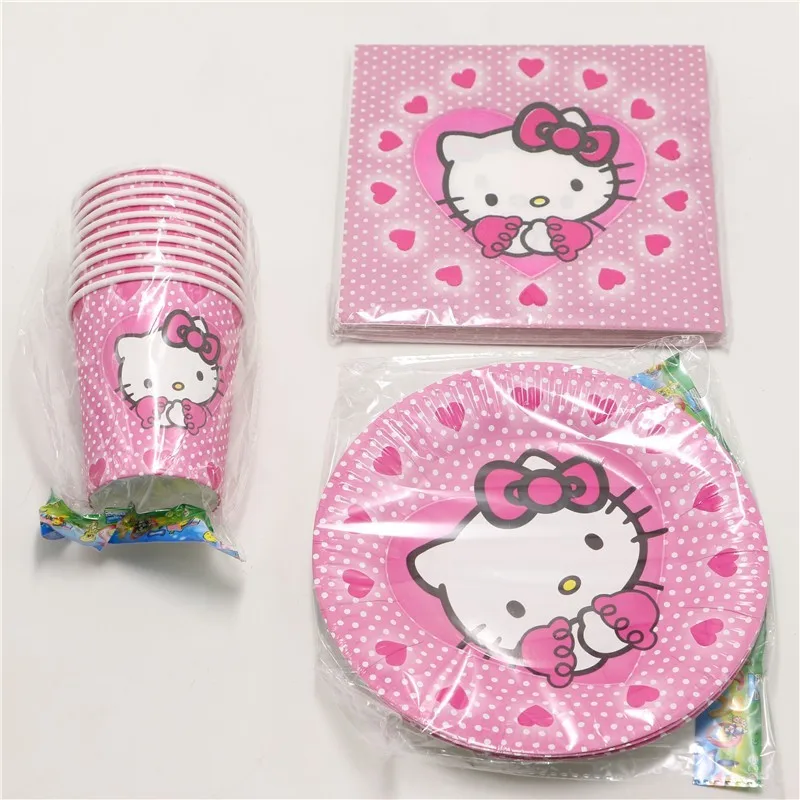 40 шт./лот Hello kitty спрос среди детей День рождения украшения комплект с рисунком