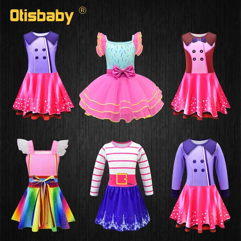 

2019 NEW Beautiful Girl Princess Rainbow Fancy Nancy Cosplay Costume Summer Infant Ball Gown Birthday Party Kids Prom Dress