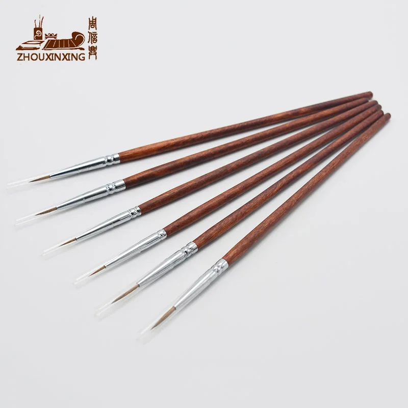 

6Pcs/Set Watercolor Brush Weasel Hair birch Aquarelle Paintbrush Wooden Handle Artist Paint Brushes Round Head Hook Line Pen