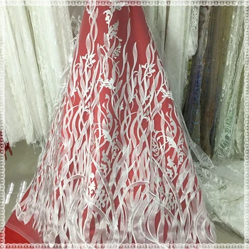 

Latest African Lace Fabric 2018 off white Peach Embroidery Lace Fabric Bridal Wedding French Mesh Lace Fabric
