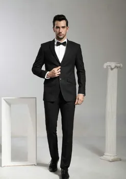 

Custom Made Groom Tuxedos Two Buttons Black Notch Lapel Best man Groomsman Men Wedding Suits Bridegroom (Jacket+Pants)