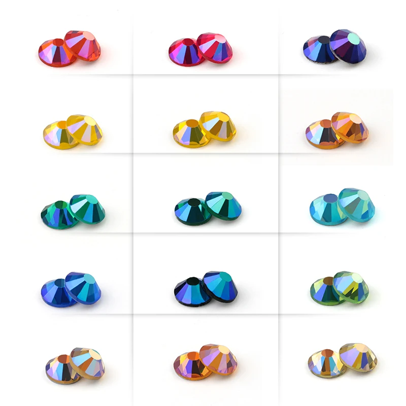 2000pcs Purple Blue AB 4mm ss16 Flat Back Resin Rhinestones Nail Art Gems C69