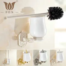 White Golden Polish Antique Bronze Brass Toilet Brush Holders Bathroom Accessories Ceramic Cup Sanitary Wares Toilet