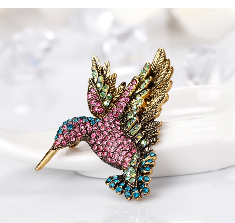 Vintage Rhinestone Brooch Bird (3)