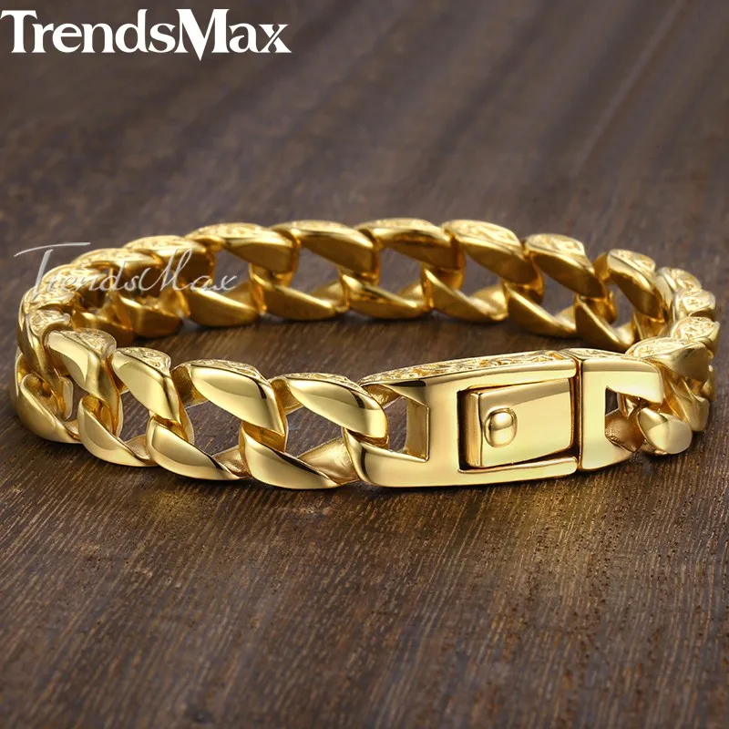 Trendsmax, модный,, золотой, нержавеющая сталь, очаровательный браслет для мужчин, Ретро стиль, тотем, мужские браслеты,, крутые, мужские ювелирные изделия, нарукавник HB324