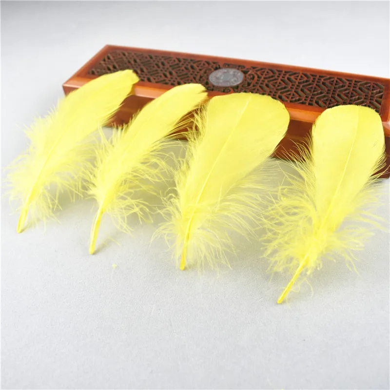 Разноцветные 20 шт./партия качества натуральные гусиные перья декоративные Шлейфы для свадебного украшения перья для рукоделия - Цвет: Yellow