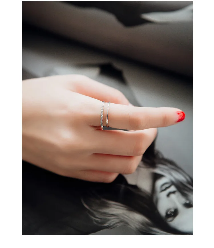 Женское многослойное кольцо из серебра 925 пробы с кристаллами|fashion rings for women|love letter