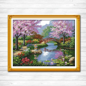 

The beautiful scenery of Park 11CT printed on canvas DMC 14CT Cross Stitch kits Embroidery Home Decor Needlework Home Decoration